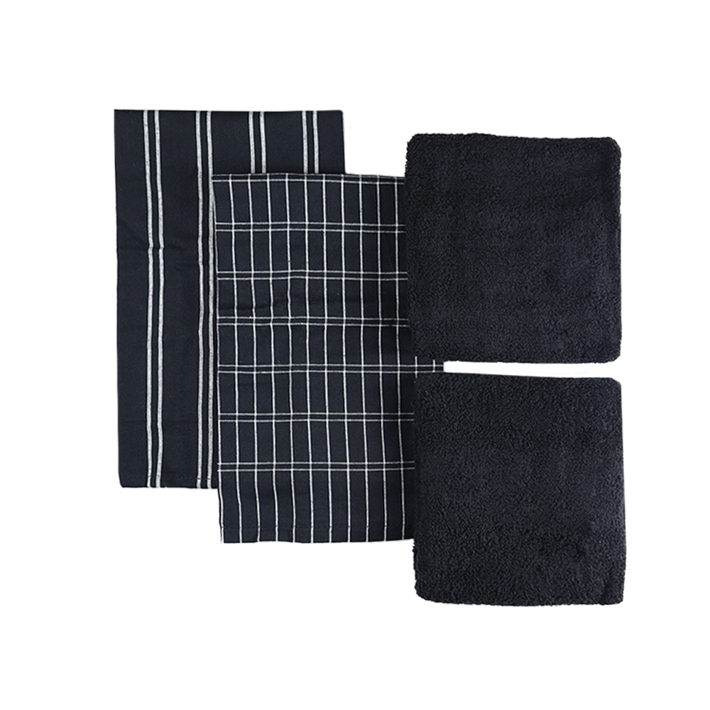 Kitchen Tea towel Check Stripe black