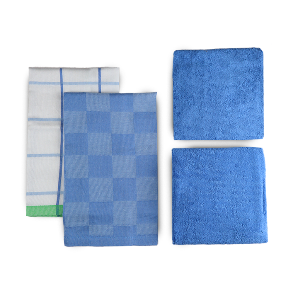 Check Stripe Kitchen Tea towel - Blue